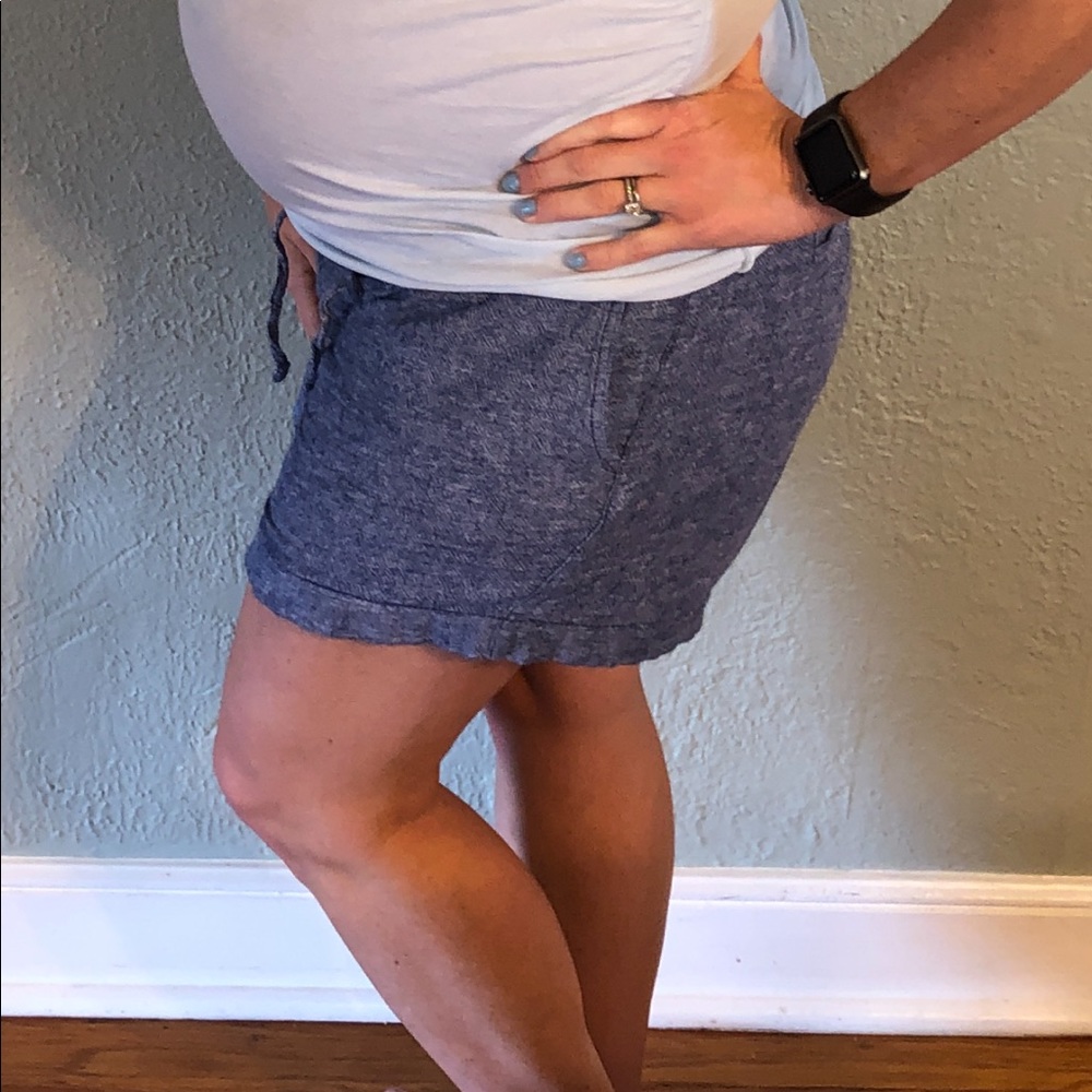 Chambray maternity shorts
